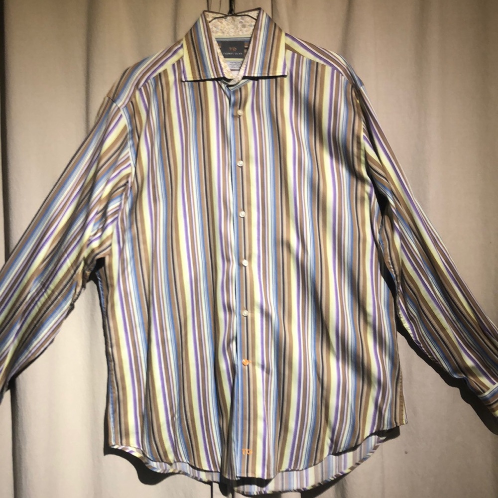 Thomas Dean - Striped,Untucked, Casual/Club Shirt